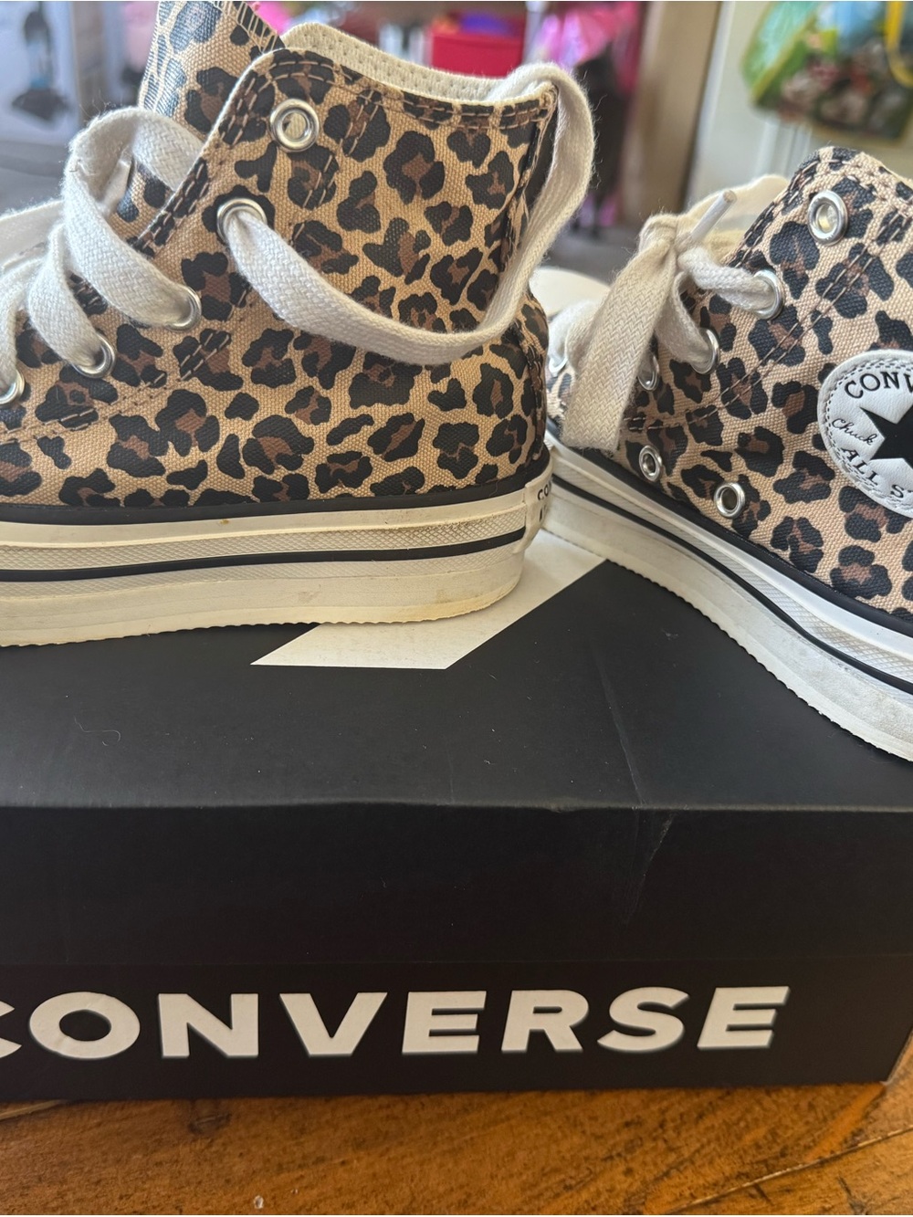 Converse Kids' Leopard Print High Top Sneakers - Brown/Black